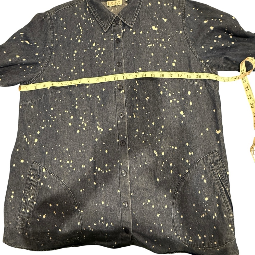 Joan Rivers denim jacket/shirt button down splatter shirt size medium - Picture 6 of 8